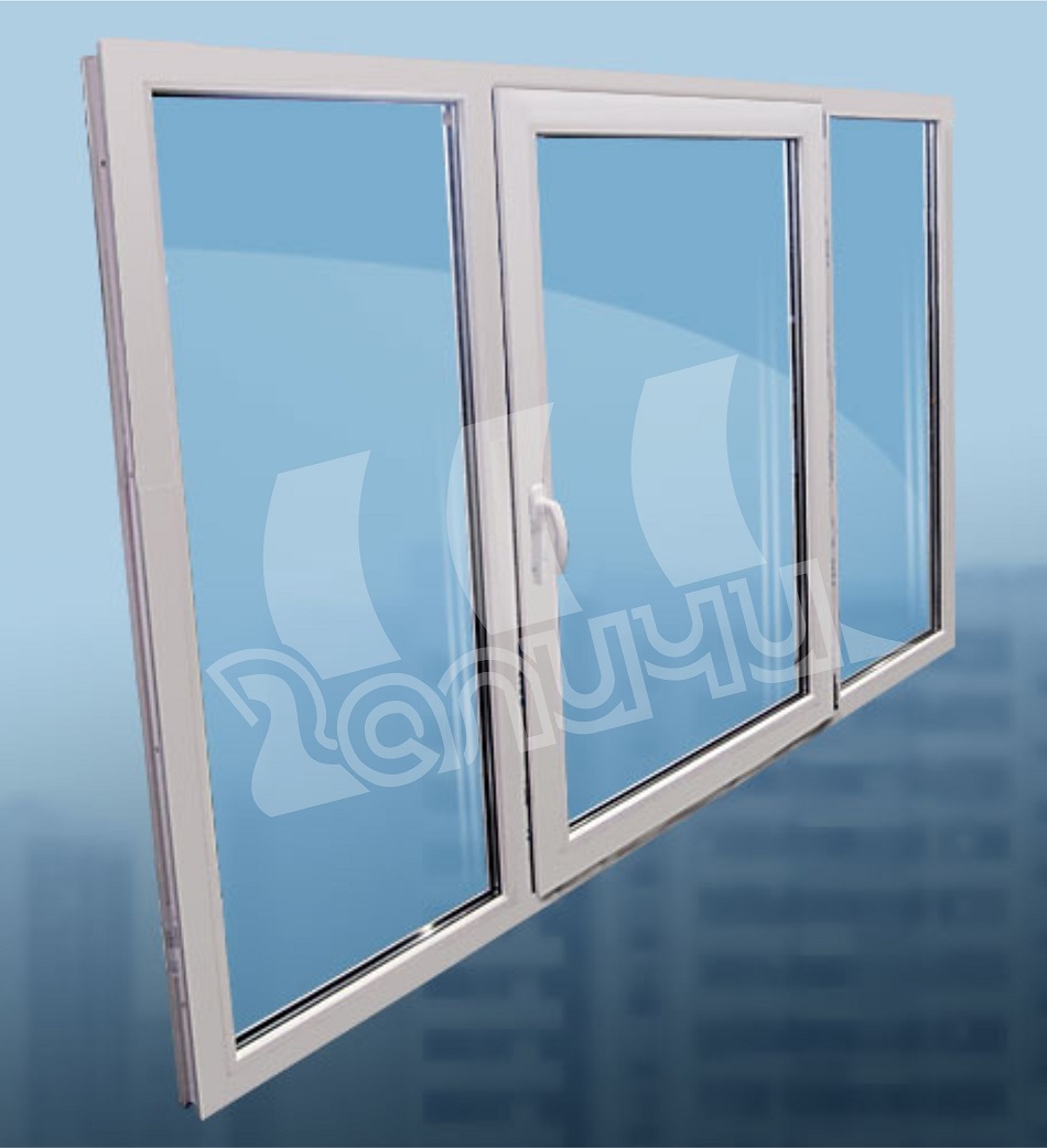 Окно WHS, 1400х2100, с глухими частями и одной створкой LowE